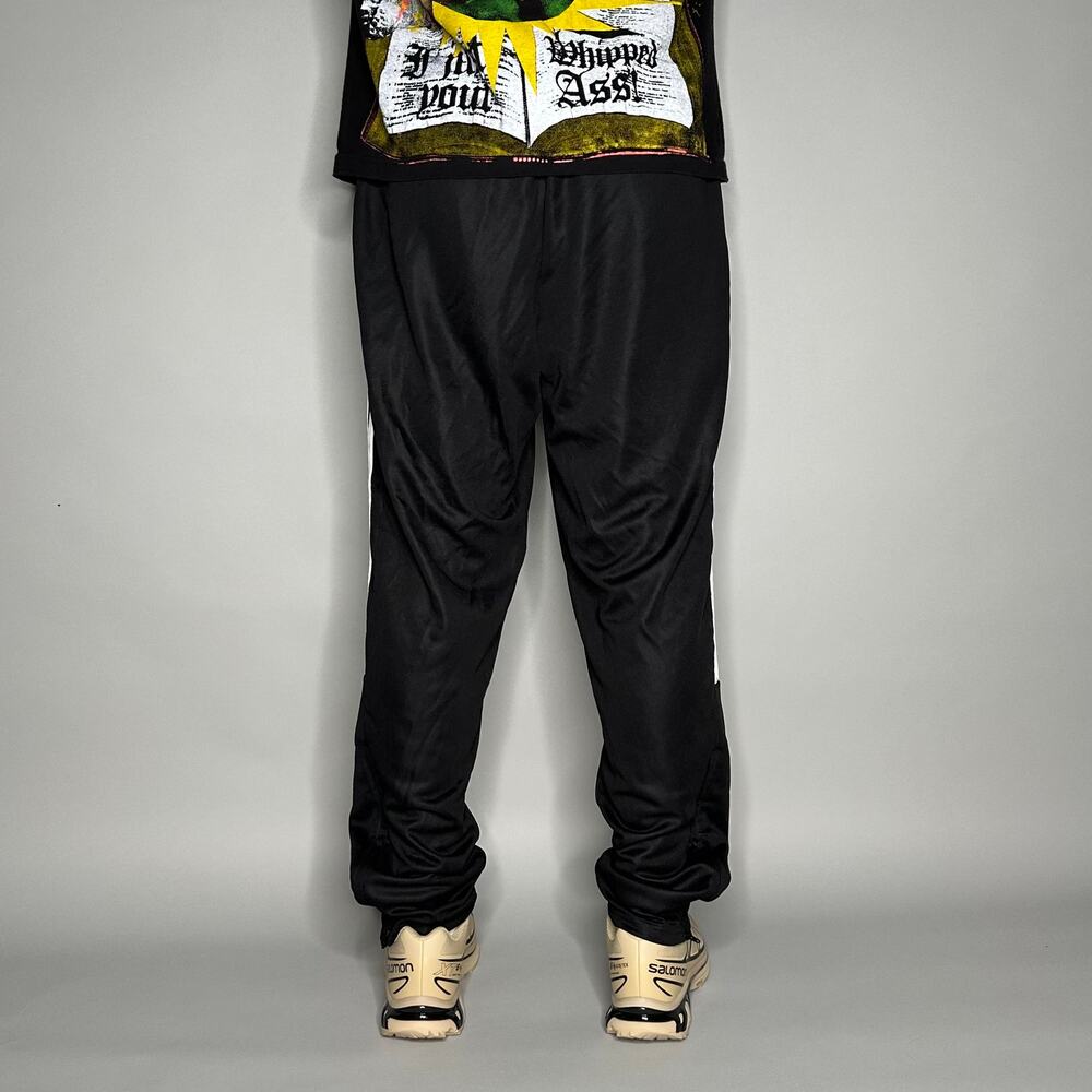 Vintage Y2K Adidas Sweatpants Mens XL Black Polyester Joggers White 3 Stripes - Picture 3 of 4